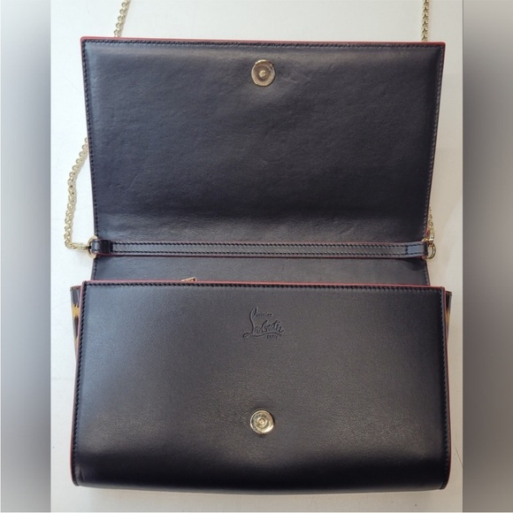 Christian Louboutin Tri Black & Leopard & Gold Studded Clutch / Shoulder Bag - Picture 6 of 12